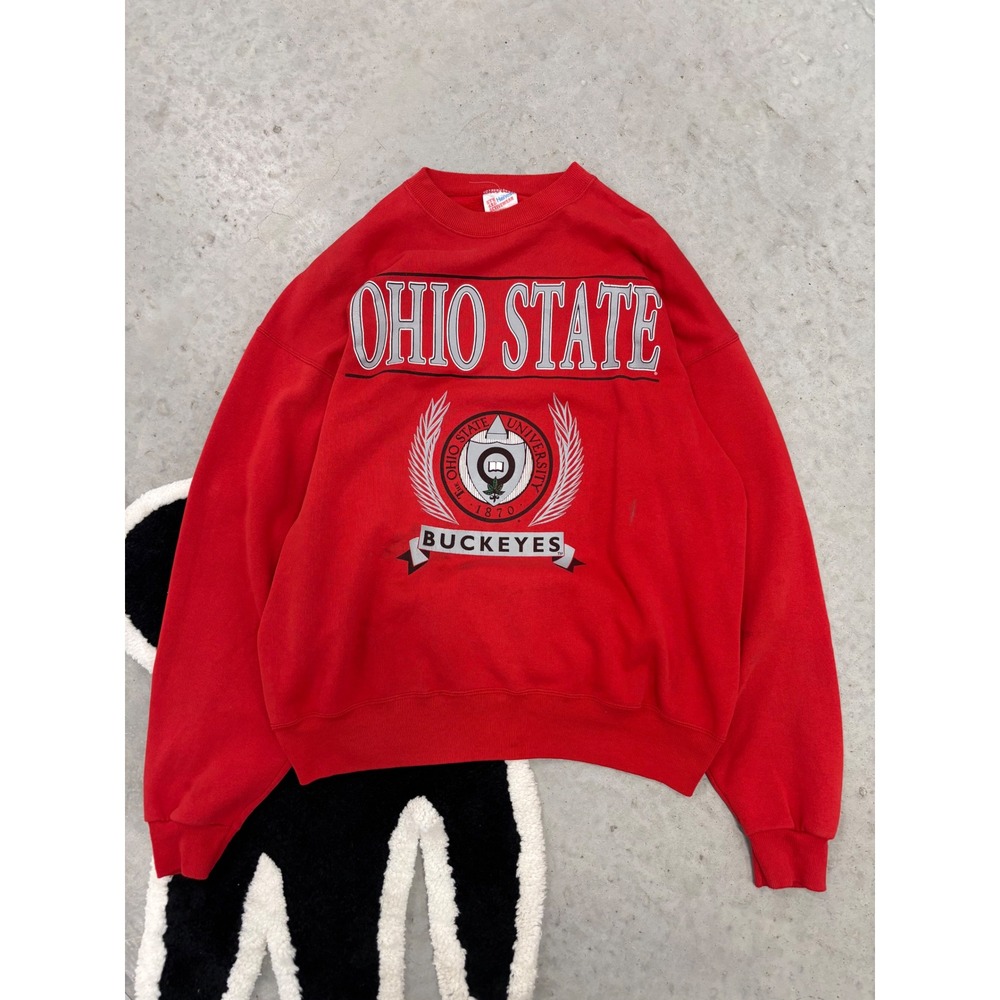 Vintage Hanes Ohio State Buckeyes Sweatshirt Red XL Crewneck 90s OSU NCAA